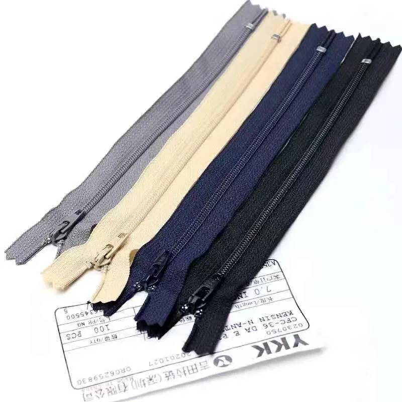 

50pcs/Lot 3# 18cm Auto Lock YKK Coil Nylon Zipper Close End Nylon Zipper CFC-36 Suit Pocket Pants Skirt Tailor Sewing Accessory