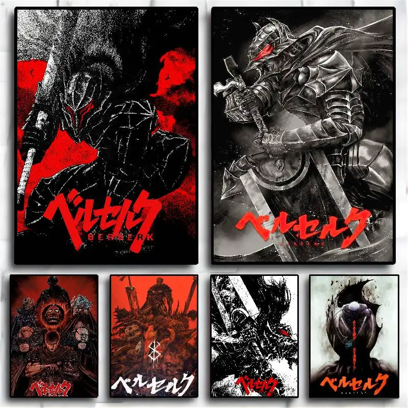 أنيمي BERSERK ملصقات عتيقة لزجة ريترو كرافت ورقة ملصق DIY غرفة بار مقهى Kawaii غرفة ديكور