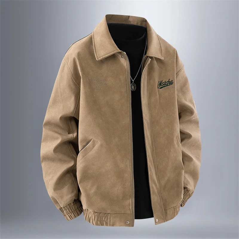 Retro Trendy Men's Leather Jacket Loose Flexible Durable Comfortable for Spring Autumn Fashion 2025