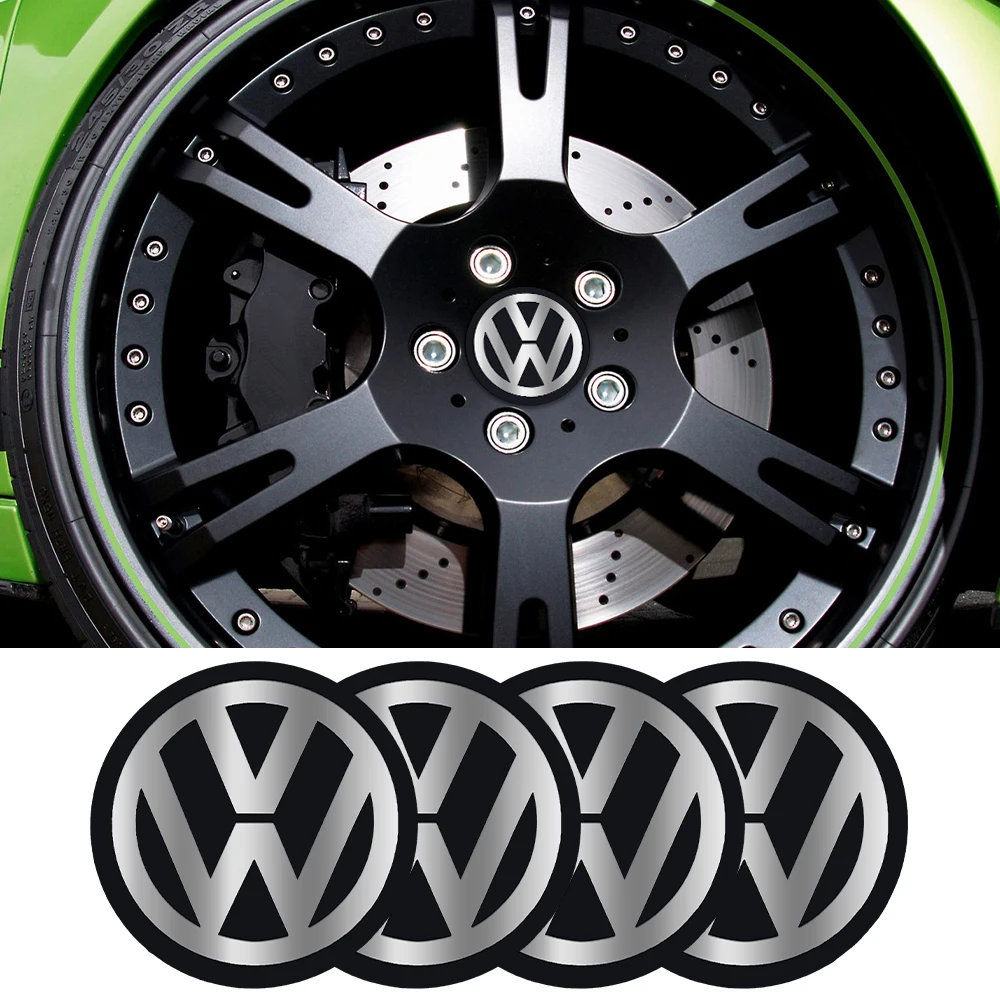 4Pcs Car Aluminum Alloy Wheel Center Hub Caps Stickers Decoration For Volkswagen VW GTI R Golf 6 Polo Tiguan Passat Jetta Lavida