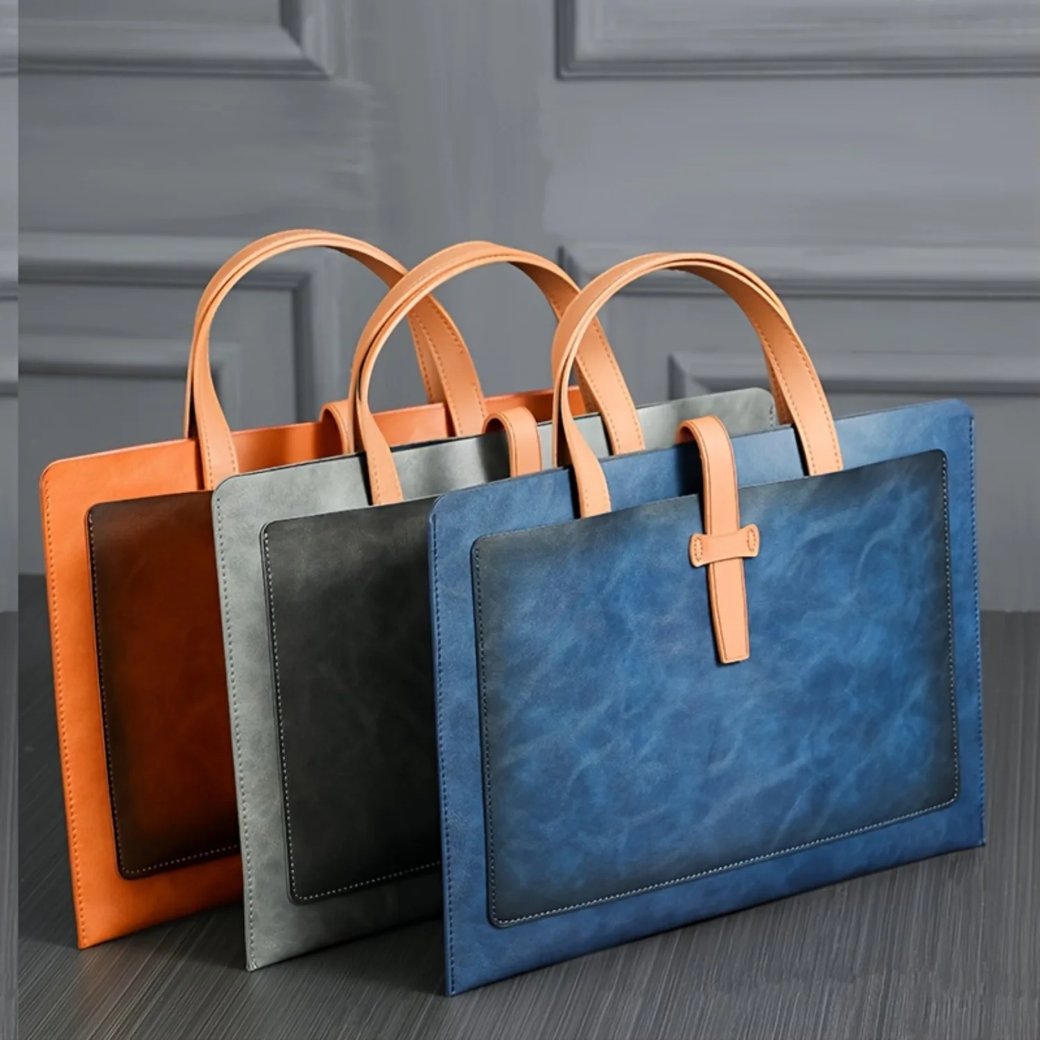 Large Capacity PU Leather Business Briefcase, Waterproof Handbag