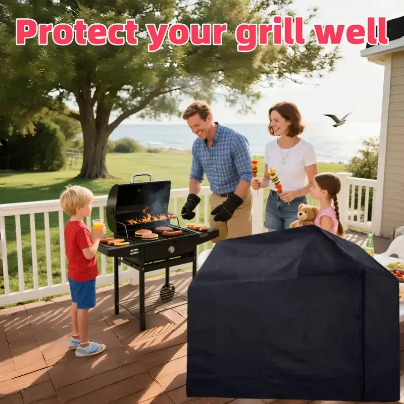 Duty BBQ Grill Cover, Outdoor Cover with Adjustable Drawstring, UV Protection, Wind and Dust Resistant, All-Weather Protection