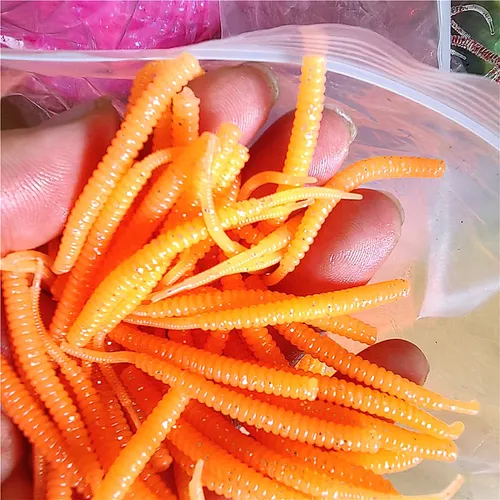 Imagen 2 del producto MUKUN 10 Uds 03g 0,45g señuelo de pesca suave Rockfish doble cola Artificial Wobbler Crankbait biónico silicona fluorescente cebo de gusano