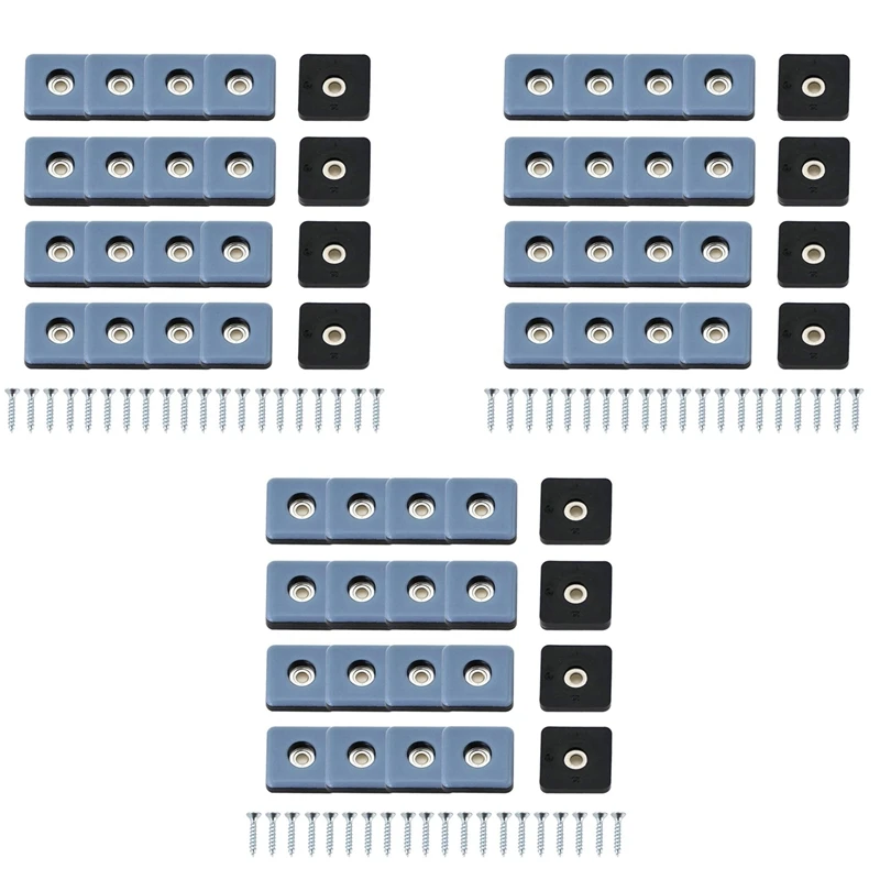 60Pcs Furniture Sliders For Carpet PTF Furniture Glides Screw-In Square Furniture Moving Slider 25Mm With Screws