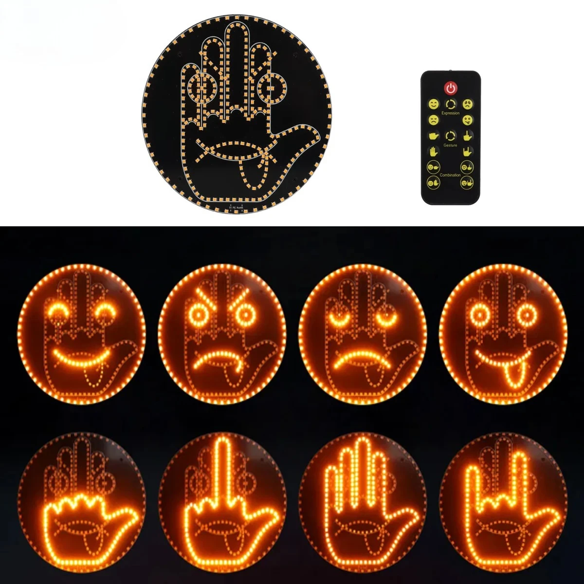 Car LED Funny Facial Expression Light With Remote Control Rear Window Multi-function Warning Reminder Lamp Exterior Accessories image 4