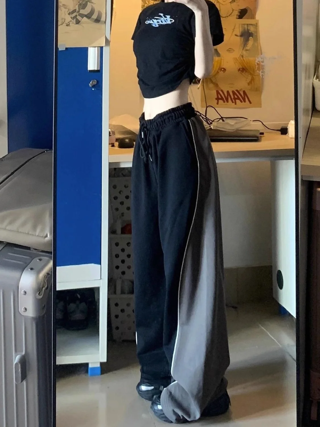 

Женские спортивные брюки больших размеров свободного прямого кроя с высокой талией, повседневные, для полных девушек, весна-осень