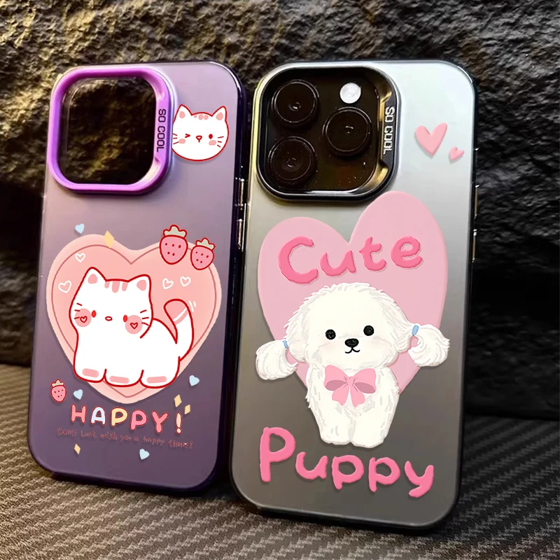 

Cartoon Love Cat Dog Case for Samsung Galaxy S24 S23 S22 S21 Ultra Plus FE A54 A34 A24 A14 A73 A53 A33 5G Note 20 Laser PC Cover