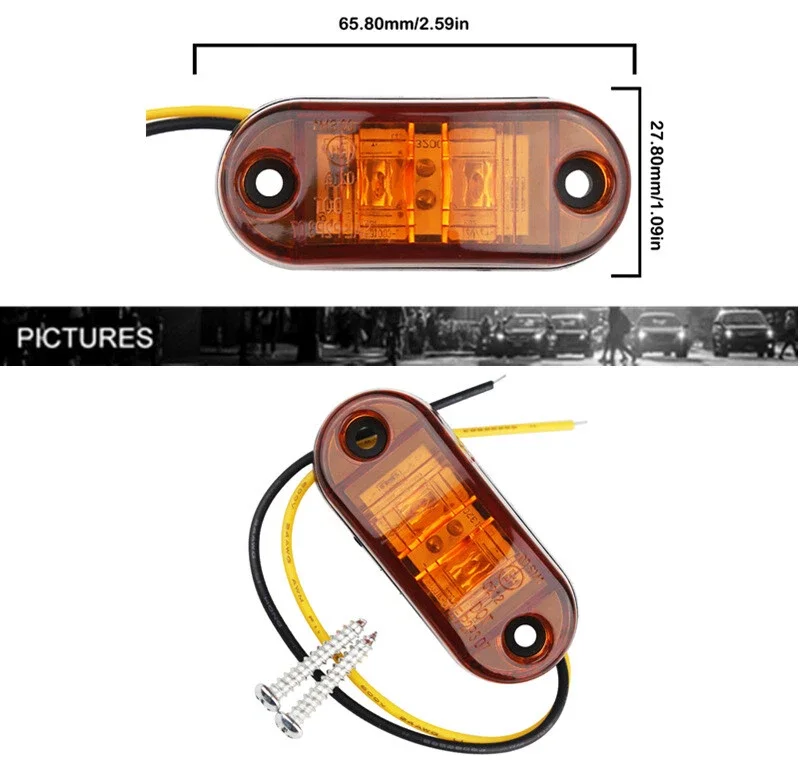 10pcs 12V LED Truck Side Marker Lights Orange Amber Indicator Car Lights For Truck Lorry Trailer Bus Signal Lamp Accessories