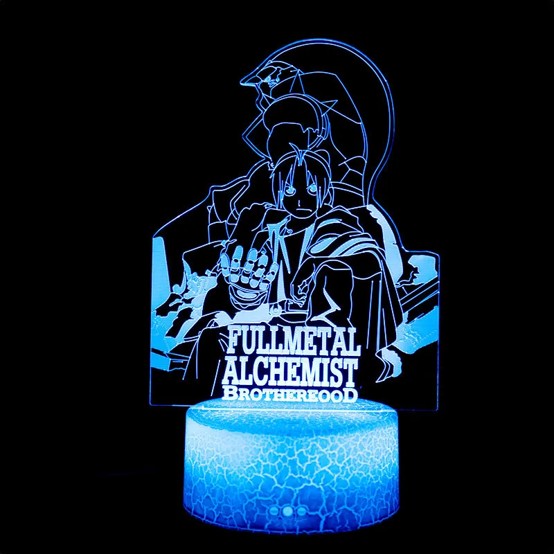 Anime Fullmetal Alchemist 3D Lamp LED Illusion Night Light Color Changing Lampara for Kids Bedroom Decor Nightlight Table lamp