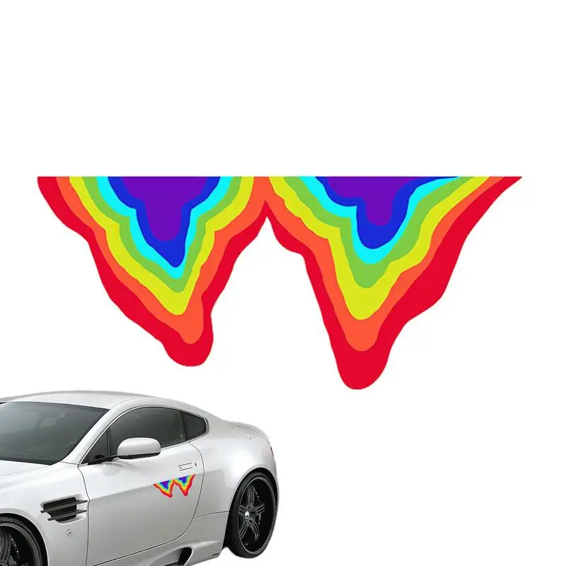 Liquid Rainbow Side Fluid Effect Reflective Car Sticker Auto Body Window Glass Rear Tail Trunk Motorcycle Scooter Decals