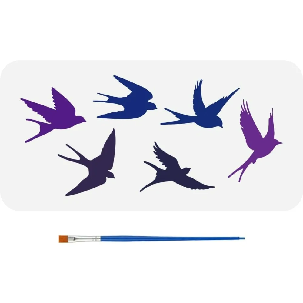 

Swallow Painting Stencil 5.9x11.8inch Flying Swallows Template with Paint Brush Plastic PET Flying Track Stencil Hollowed Bird