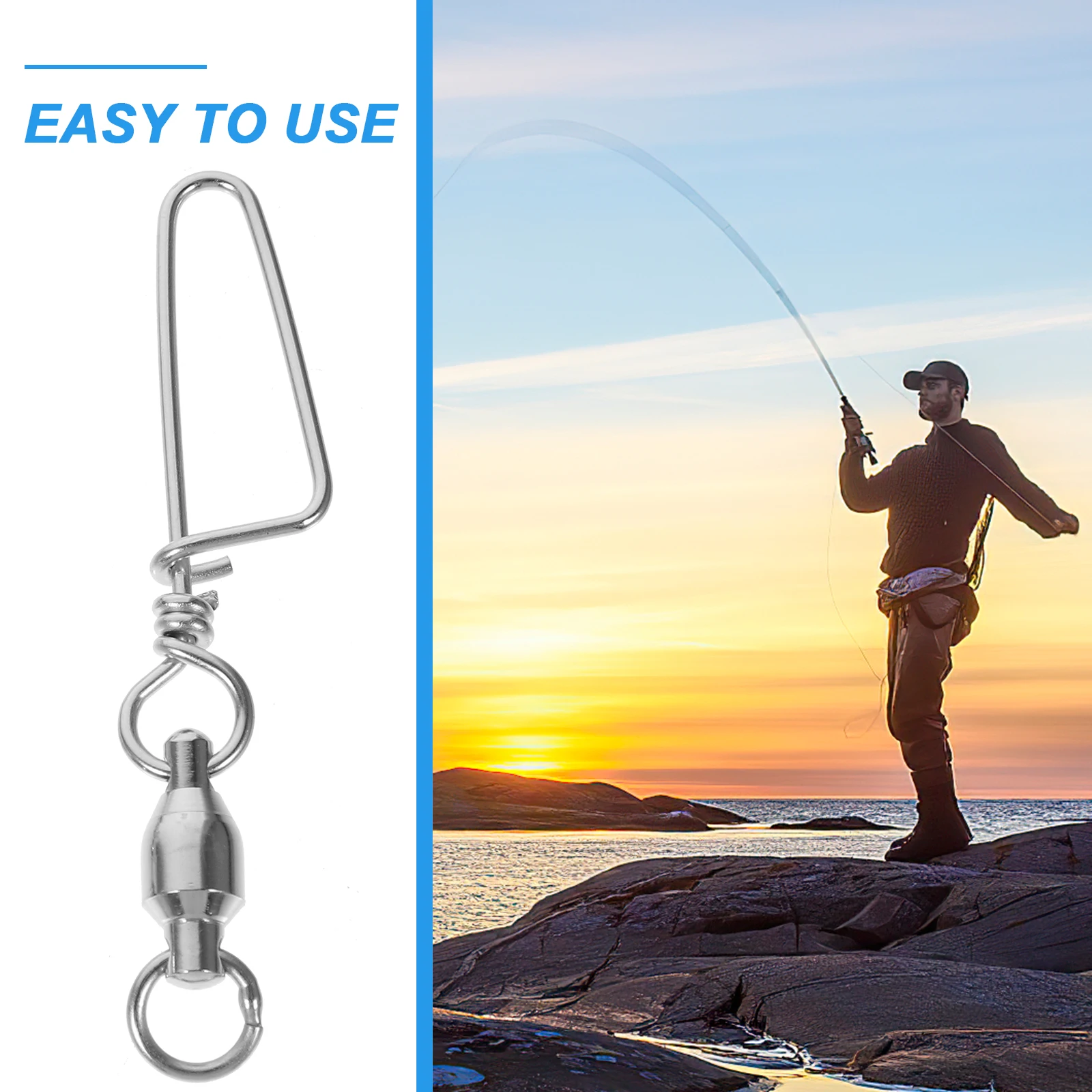 

25 Pcs Fishing Swivel Rolling Snap Heavy Duty Swivels Line Clips Tackle Copper Connector
