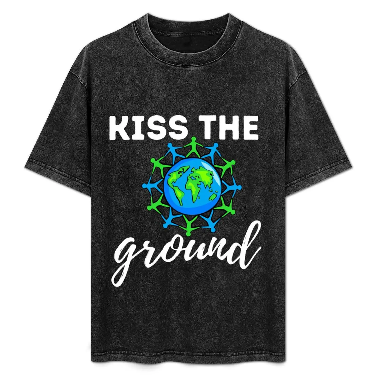 

kiss the ground T-Shirt Retro Style Print Casual Top