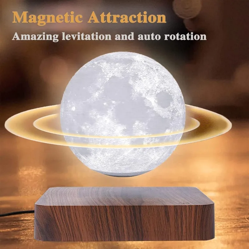 Levitating Moon Lamp Magnetic Floating Moon Lamp Night Light for Home Office Desk Decor Bedroom Lamps Gift for Women Kids Boys