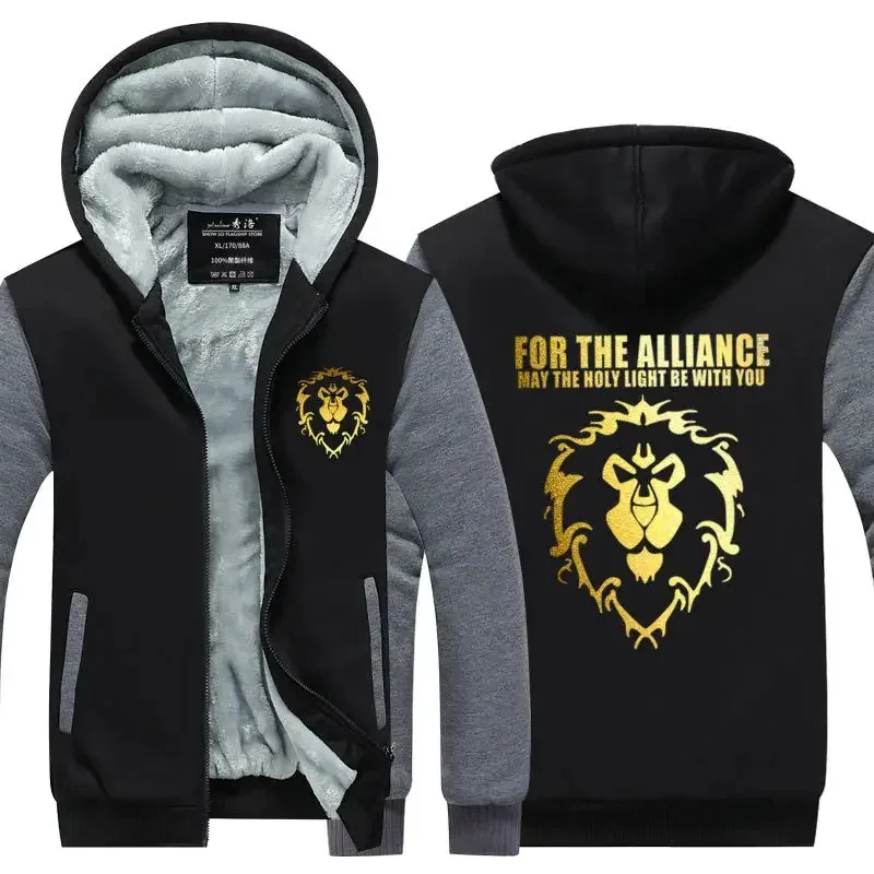 

Cosplay Alliance Horde Winter Warm Jacket Men World Of Warcraft Fleece Mens Hooded Sweatshirts Dota2 Man Thicken Hoody Coa Anime