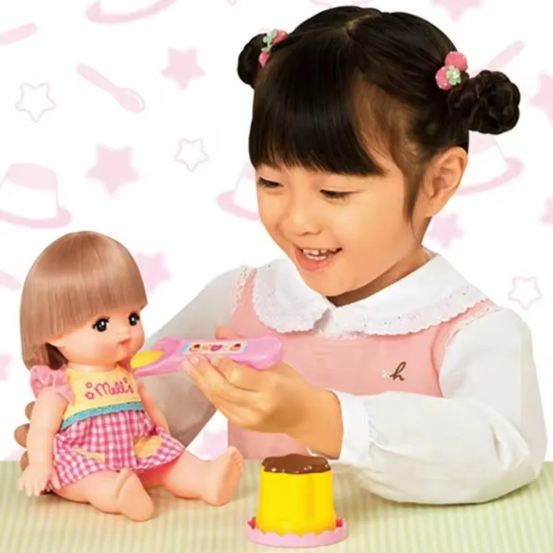 2025 New Cute Pink Jelly Strawberry Pudding Feeding Toy Set - Adorable Desktop Ornament for Girls Kids