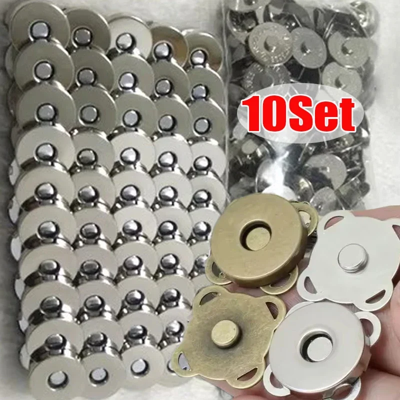 20sets Metal Snap Magnet Buttons 14mm/18mm Magnetic Fastener Clasp Closure Buckle for DIY Craft Sewing Accessories Clothes Bag