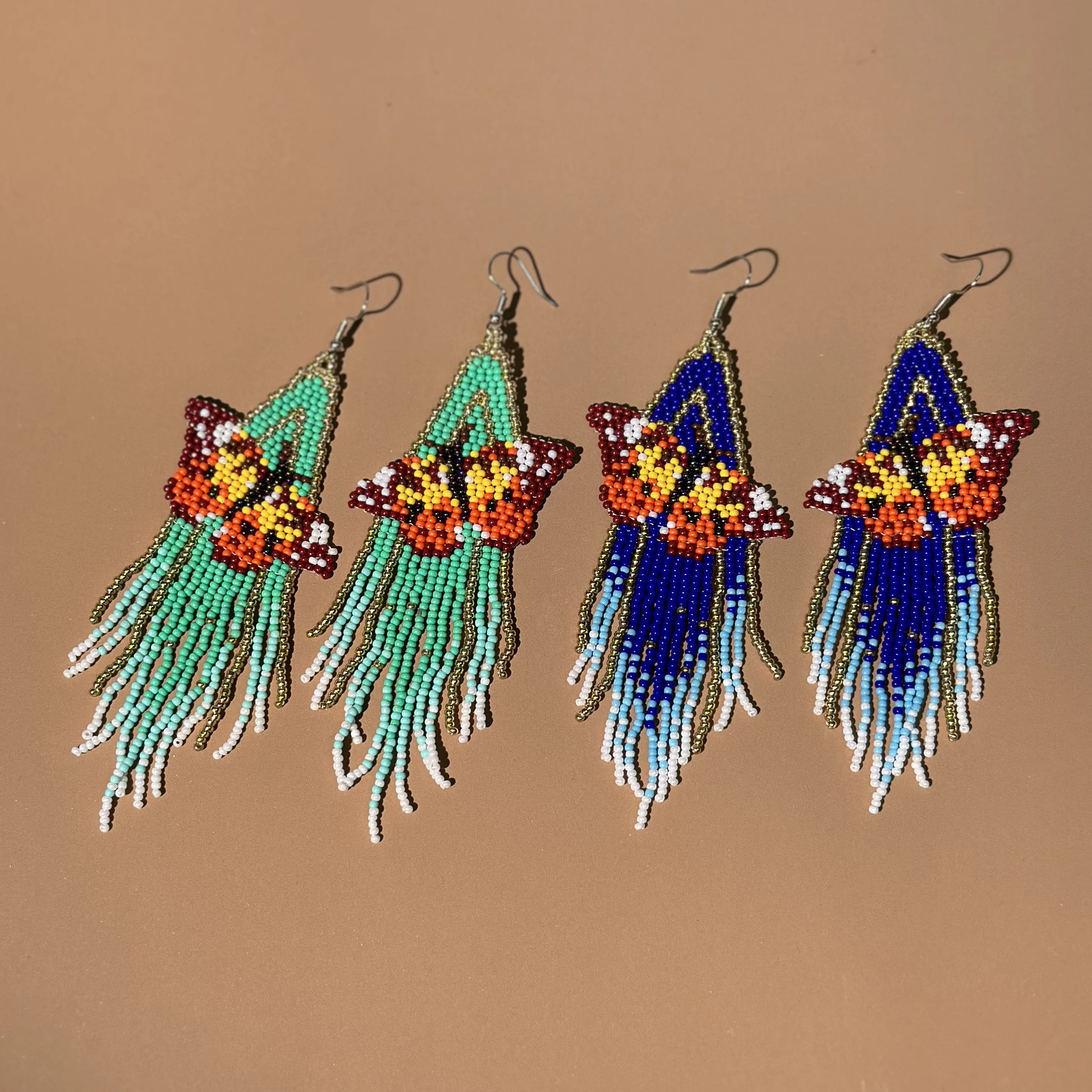 Bohemian style 3D butterfly tassel earrings handmade beaded earrings