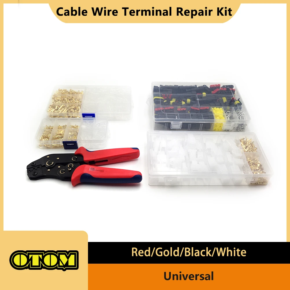 Motorcycle Universal Cable Wire Terminal Repair Kit Copper Connecting Pipe Wire Joint Termination Pliers Spade Assorte Plug Bike