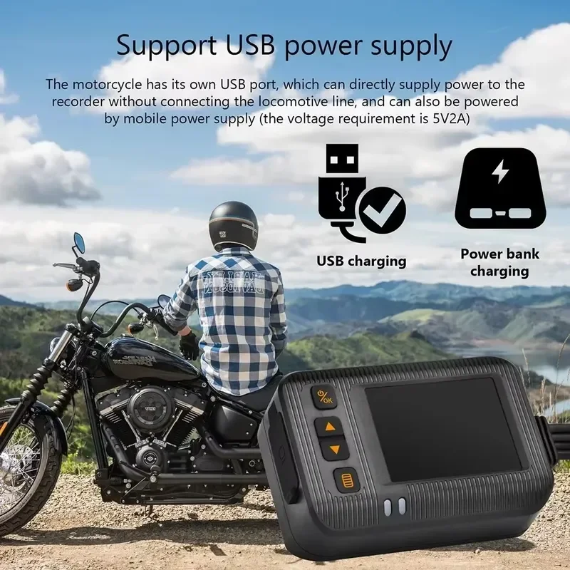 2026 Hot Sale 1080P 2 IPS Screen Waterproof Motorcycle Dashcam Dual Lens Front/Rear Cameras Rearview Mirror Video view 4