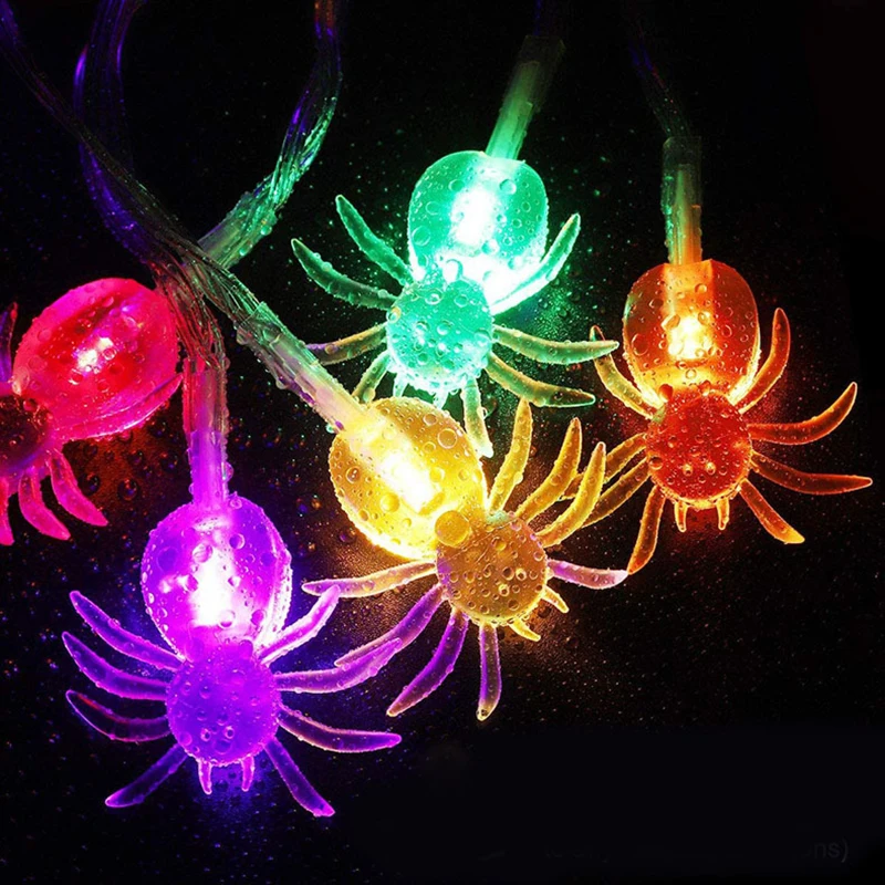 

Halloween LED Purple Spider String Lights Ghost Festival Party Garden Decoration Battery Lights