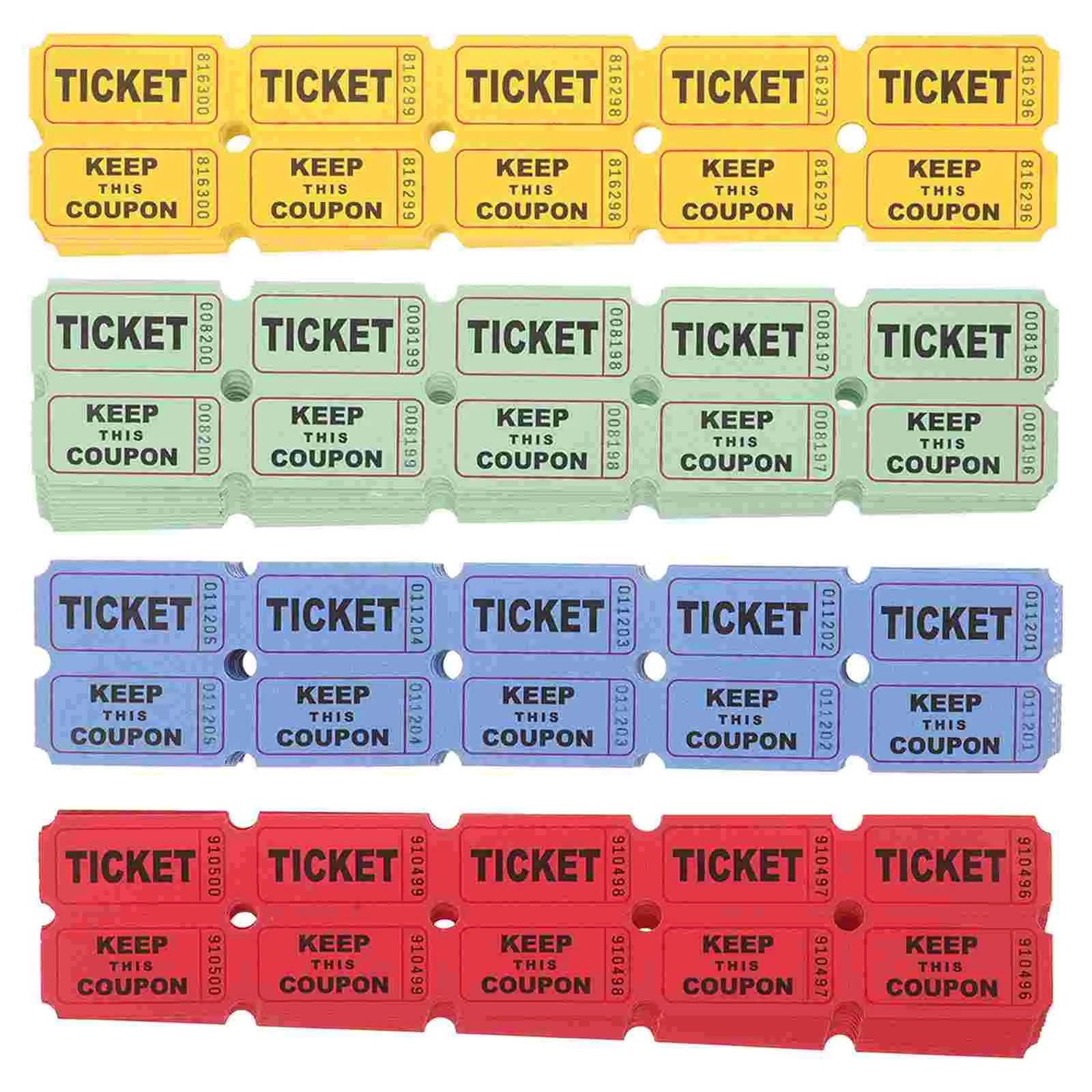 400 Pcs Lottery Draw Tickets Red for Raffle Printed Colorful Automatic Carnival