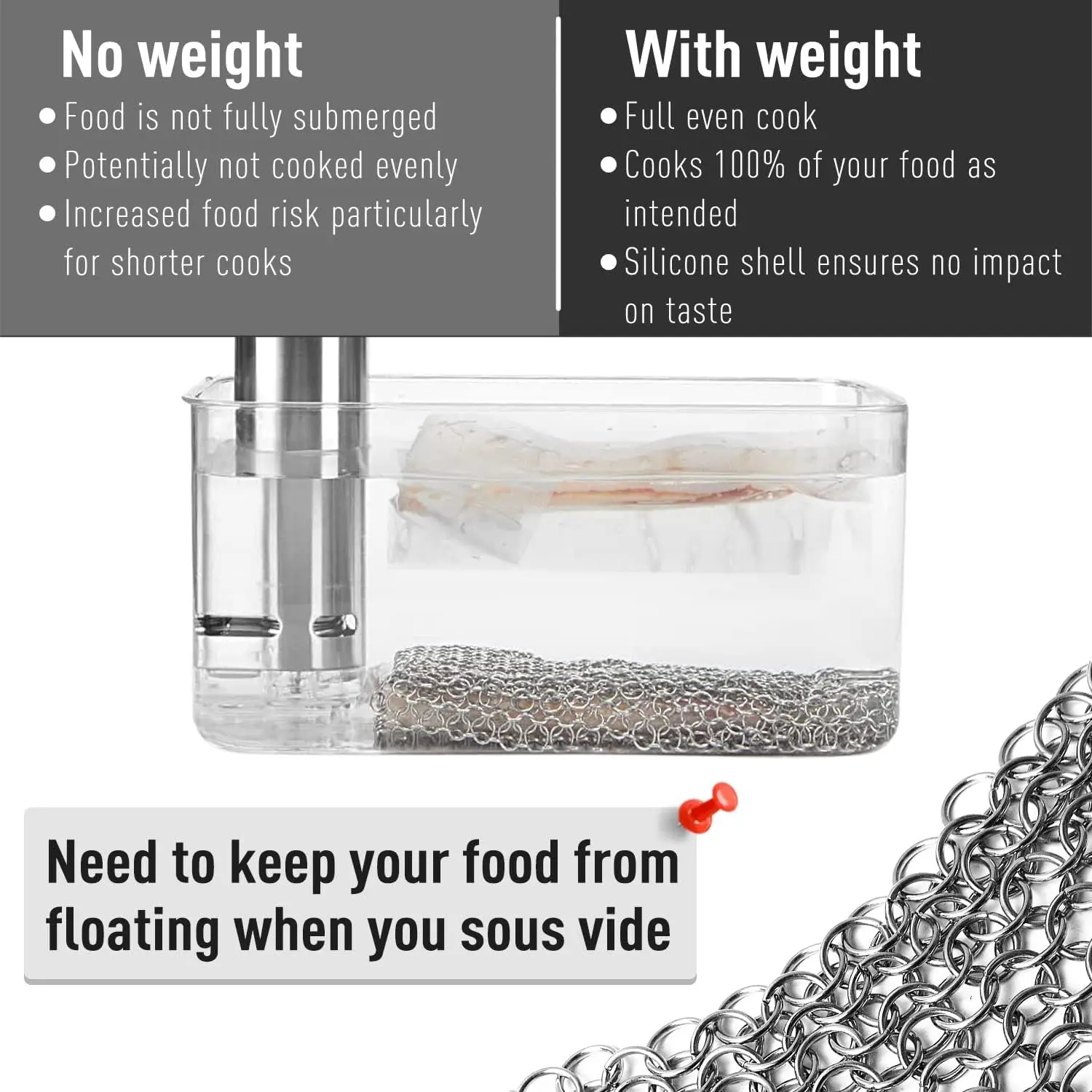 Sous Vide Stainless Steel Cooking Mesh Sous Vide Slow Cooking Accessories Prevent Food From Floating Adding Weight To Mesh