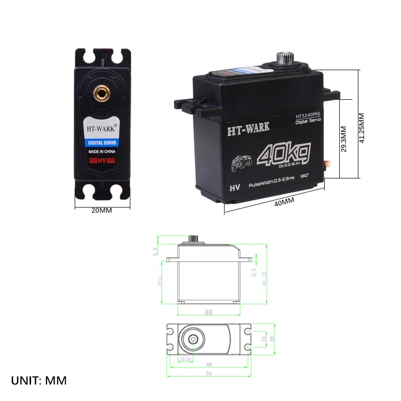 HTWARK gigi logam kecepatan tinggi 40kg torsi besar Digital Servo untuk mobil Rc Crawler Scx10 Trx4 1/8 1/10 bagian Robot mobil truk Rc