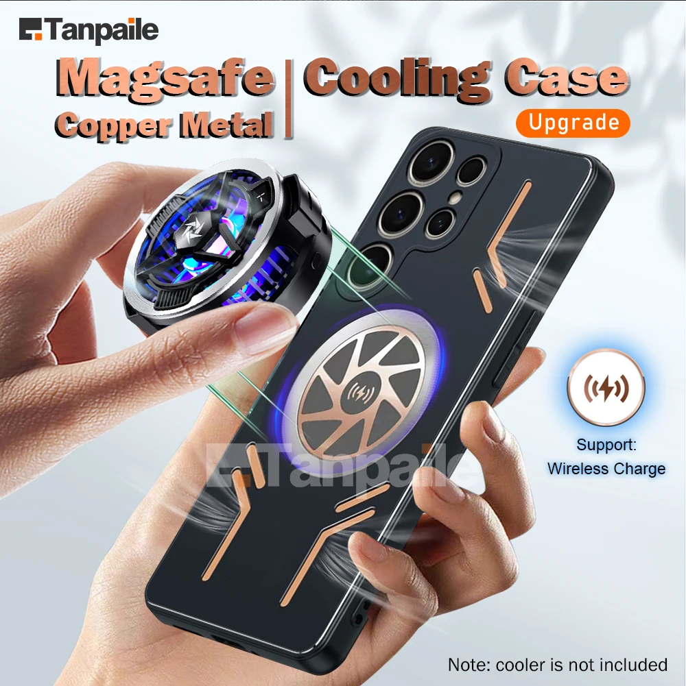 حافظة تبريد للشحن اللاسلكي Magsafe لهاتف سامسونج S25 Ultra S24 S23 S22 S21 + حافظة هاتف معدنية نحاسية مقاومة للصدمات