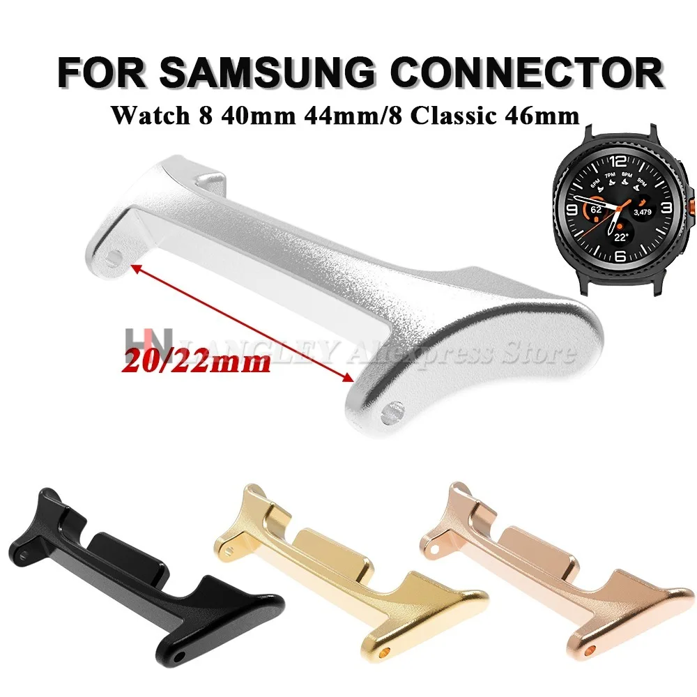 2 Stück Adapter für Samsung Galaxy Watch 8 40 mm 44 mm/8 klassischer 46 mm Metallstecker 20 mm 22 mm Breite für Smartwatch-Zubehör