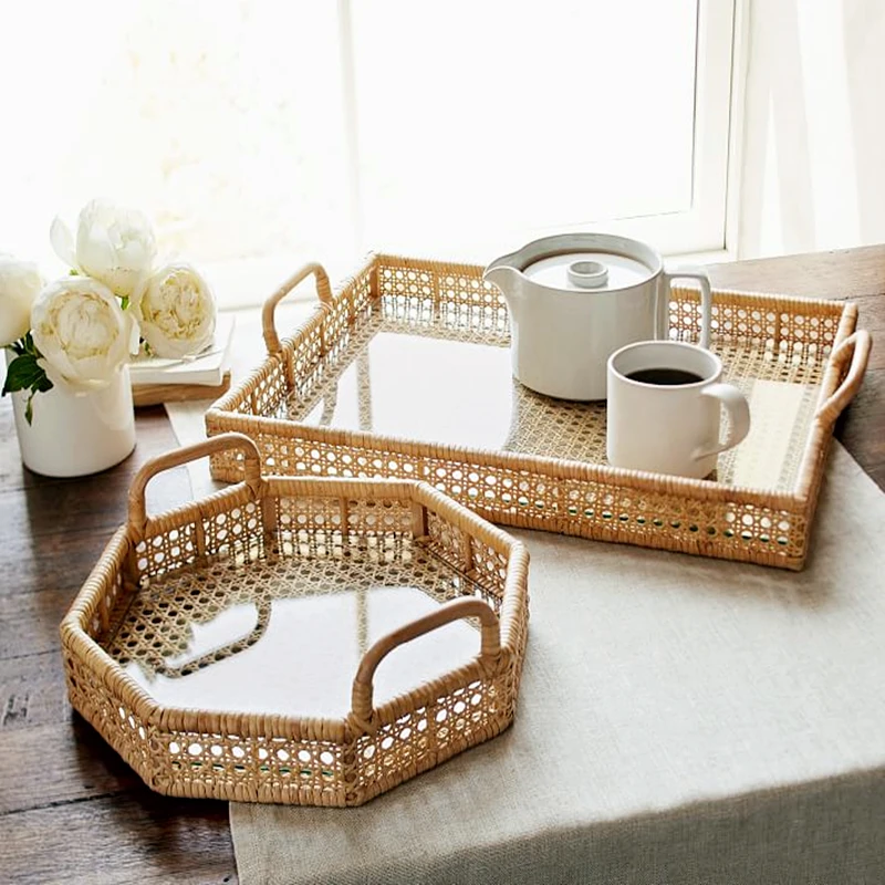 

Rattan desktop storage box designer board room tray tea tray cup storage coffee table
