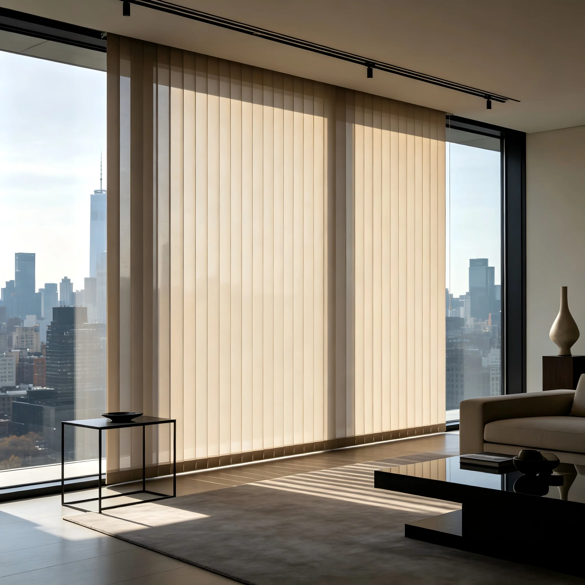 200040   Vertical semi blackout blinds, living room, study, office, transparent view