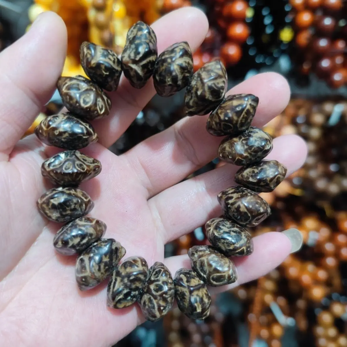 Dark Irregular Paired Grain Beads Single Wrap Bracelet Handheld Unisex Meditation Gift