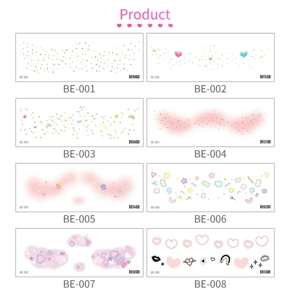 สําหรับปาร์ตี้เทศกาลดนตรีน่ารัก Face Patch กันน้ําหวานแต่งหน้า Eye Makeup Decal สติกเกอร์ใบหน้าชั่วคราว Tattoo สติกเกอร์ความงาม