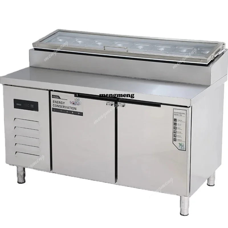 Commercial Multifunctional Salad Bar Counter Fresh Keeping Workbench Slotted Cold Vegetables Fruit Refrigerator