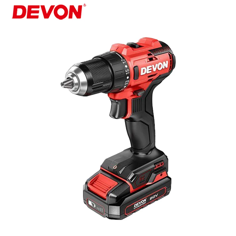 

DEVON Cordless Drill 5210 Imacpt 5211 Light Duty Rechargeable Brushless 20v 50Nm 1800rpm Adjustable Speed Share Flex Battery