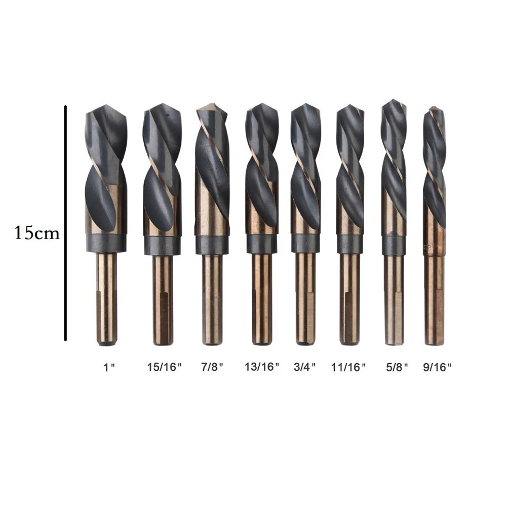 

8Pcs Lathe 1/2 Inch Reduced Shank HSS Bench Drill Bit For Wood Metal Hole Cutter Aluminum Box Small Shank Drill Bit Power Tools