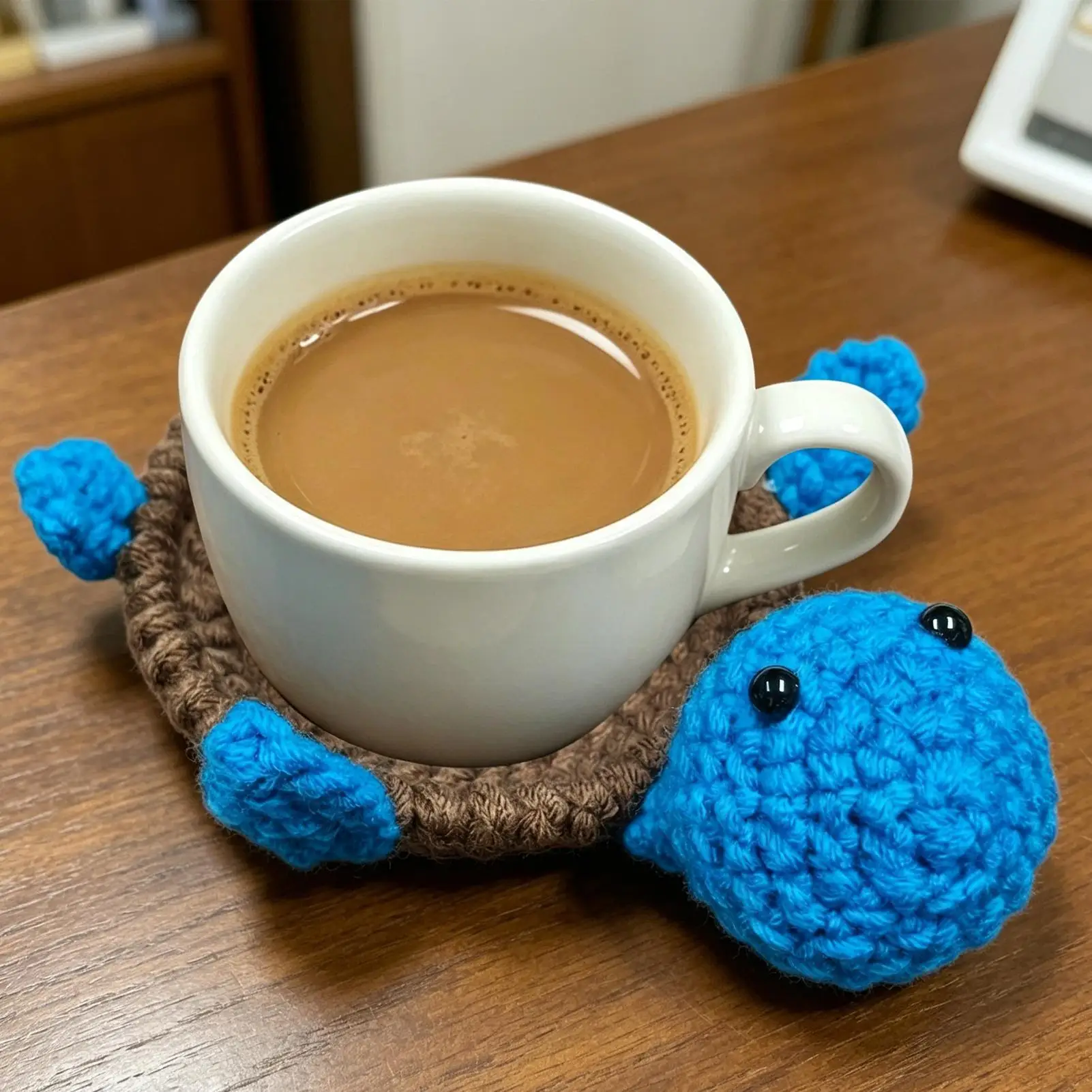Crochet Coasters Funny 3D Knitted Woven Decoration Turtle Coaster Rug for Coffee Tea Drink Water Cup Mug Tabletop Office Party