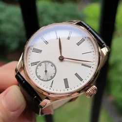 No logo Rose gold case 41mm Hand mechanical watch matte creamy white Dial Rose gold hand AR sapphire crystal ST3621 movement