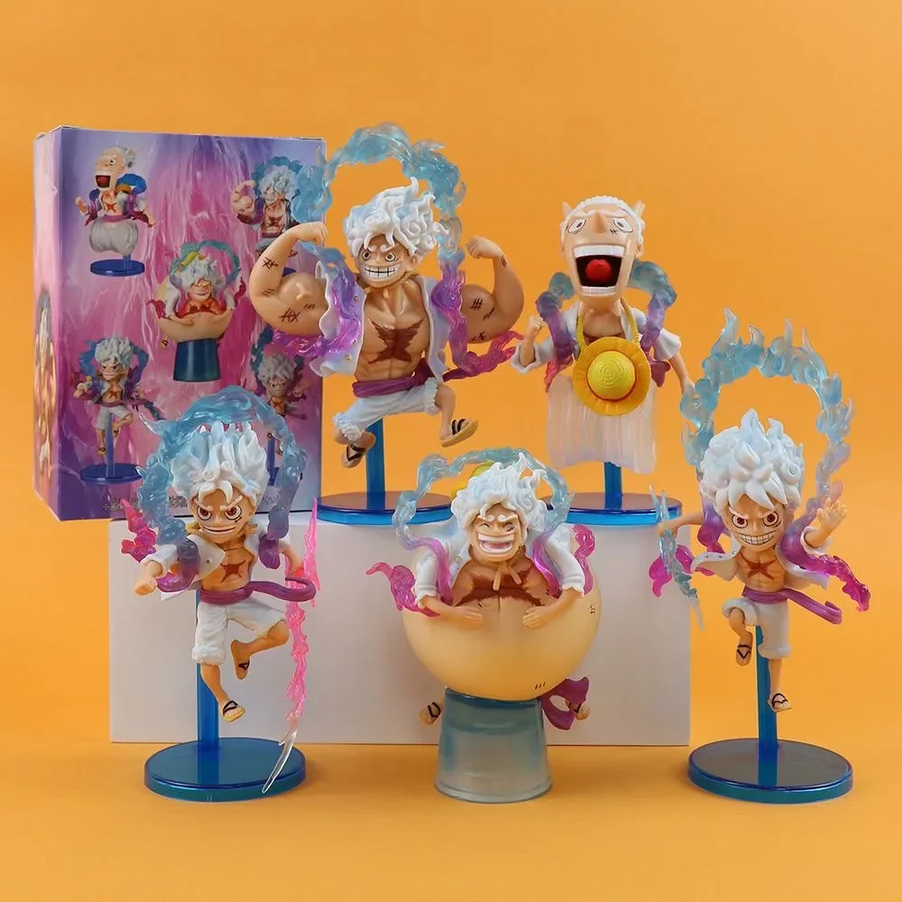 5pcs One Piece Blind Box Anime Figure Luffy Luffy Nika Gear 5 Multiform Figure Sun God Luffy Pvc Model Doll Collection Toy Gifts