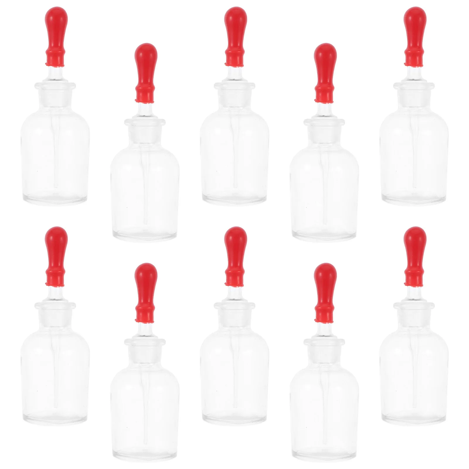 

10pcs Laboratory Glass Dropper Bottles 60ml Clear Transparent Frosted Alkaline Chemical Travel Oil Storage Precision