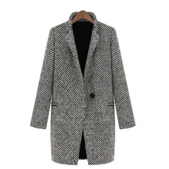 

Women's Autumn Winter Jacket Mid Length Overcoat Coat Slim Fit Long Sleeve Commute Sleeve Stand Collar Patchwork
