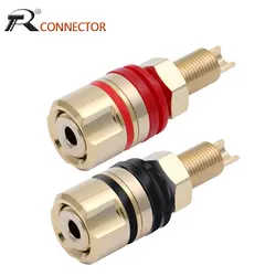 2PCS gold-plated binding post banana socket connector 4mm banana plug amplifier speaker terminals Non-magnetic banana connector