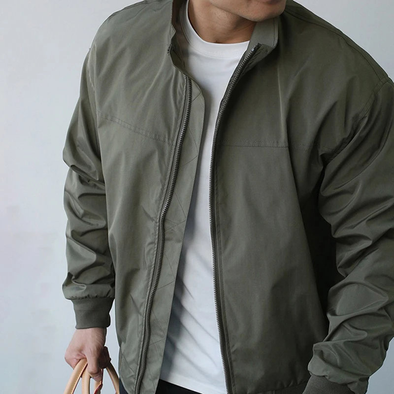 

Men's Zipper Pilot Jacket Spring Autumn Stand Collar Waterproof Windproof Windbreaker High Performance Bomber Jacket Outerwear