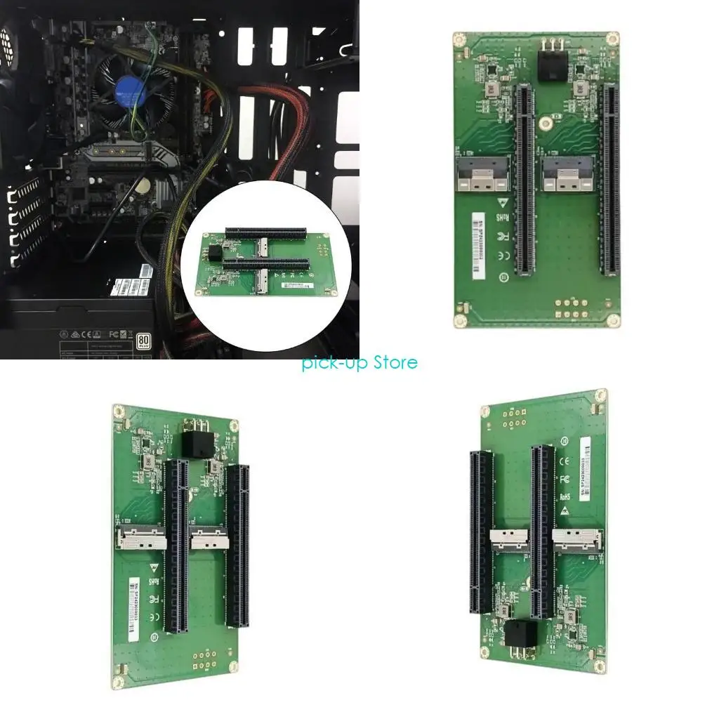 

Q5WA ATXs 2x3 Pin Power Connection 2 MCIO8I SFF 8654 8 to 2x PCIe 5.0 x16 Slot Adapter for Efficient GPU Performances