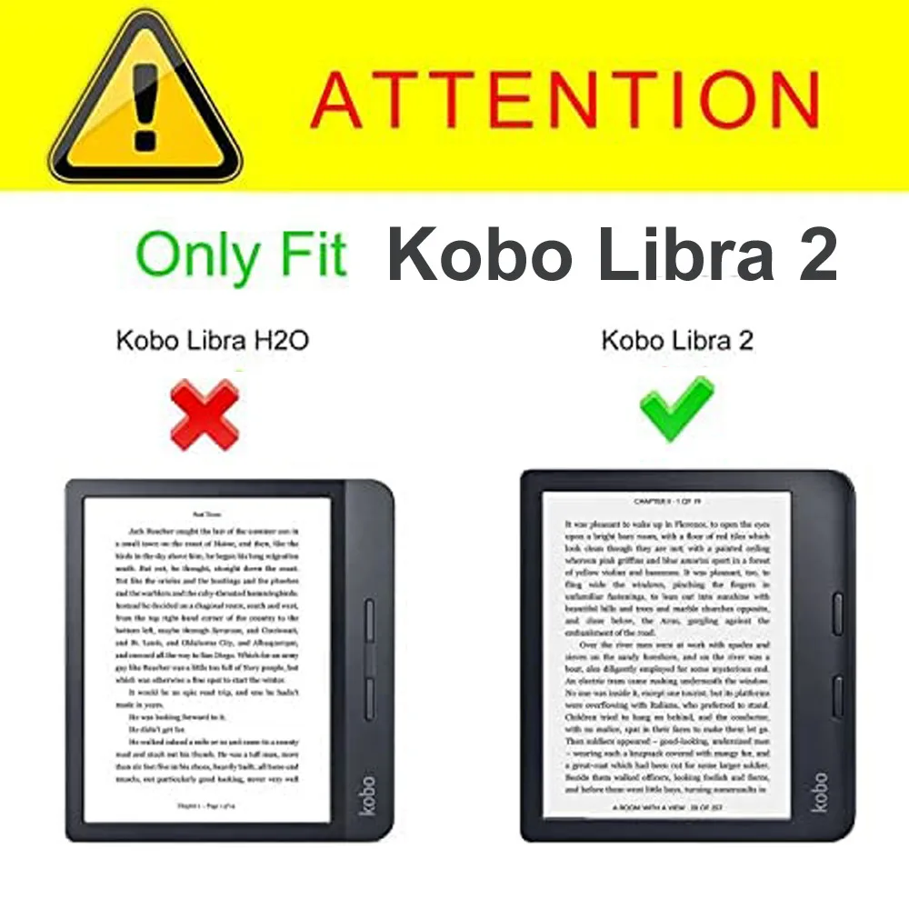 Case for Kobo Libra 2 (2021 Release, Model N418) E-Book Case Cover, TPU Leather Protective Cover with Auto Sleep Wake Feature
