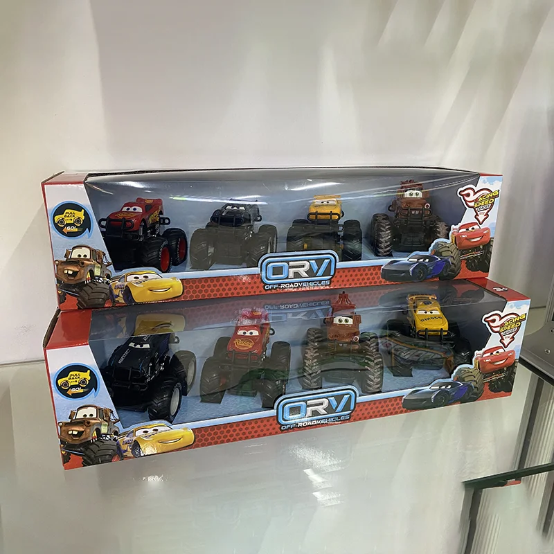 New 4pcs/set Pixar Cars Off Road Vehicle Pullback Cars Lightning Mcqueen Alloy/plastic Car Model Set Toys For Kids Boys Gifts