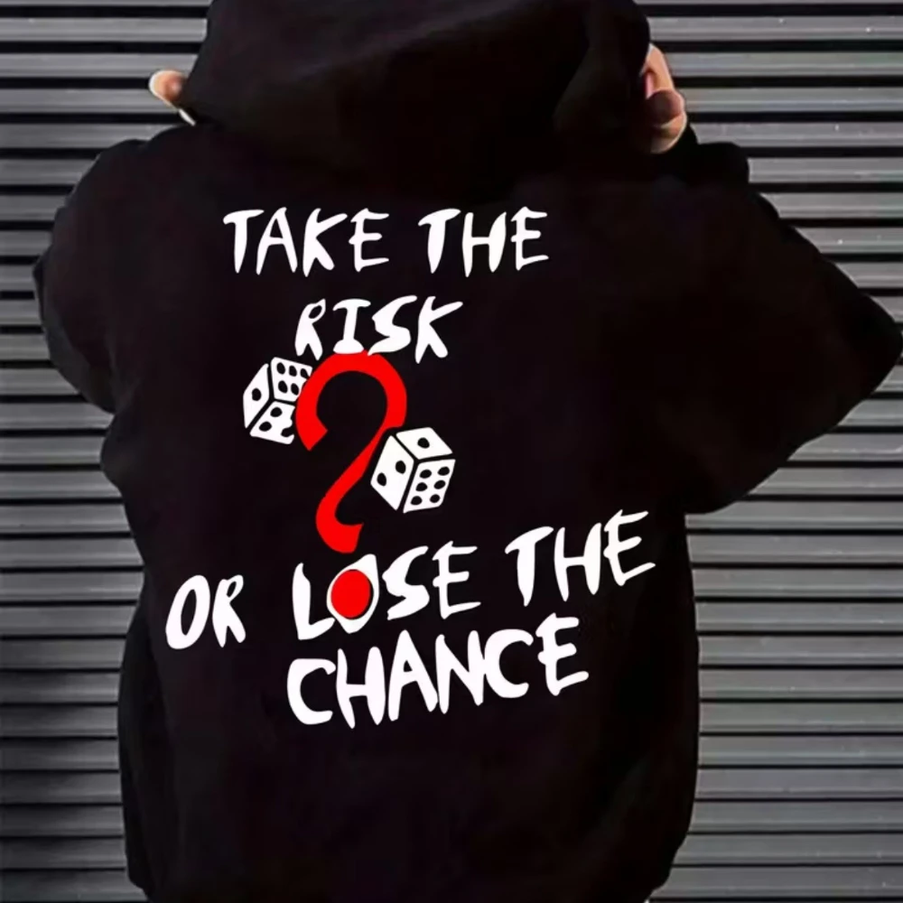 CLOOCL Dice with Question Marks Fun Slogans Printed Hoodie Autumn/Winter Fashion Mens Clothing