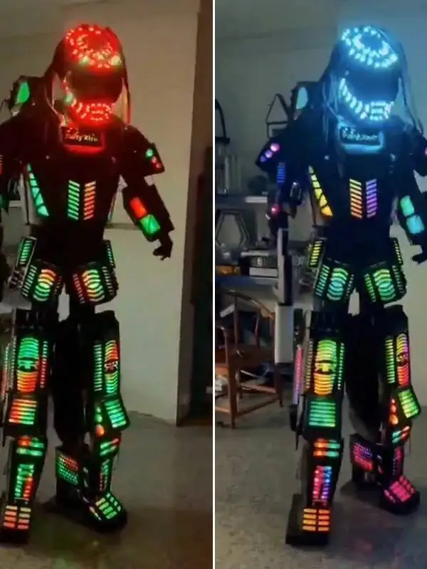 Cos LED Remote Control Color Changing Fantasy Light Performance Costume High Stool Costume Robot Armor Mecha Costume Atmo