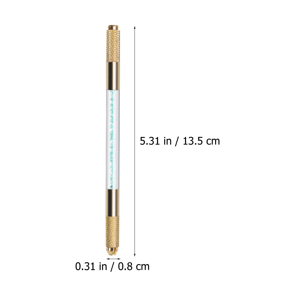 

Rhinestone Microblading Pen Dual Head Tattooing Needle Holder Crystal Handle Tool for Professional Use